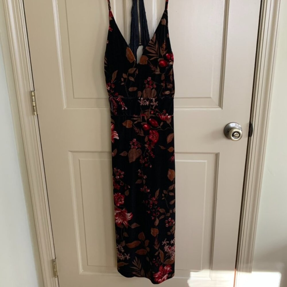 Venus Womens XL Black Lace and Velvet Midi Dress